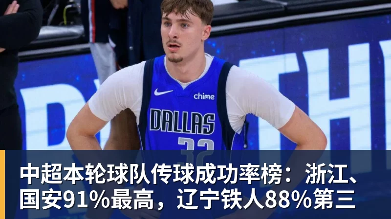 尊龙凯时中超本轮球队传球成功率榜：浙江、国安91%最高，辽宁铁人88%第三